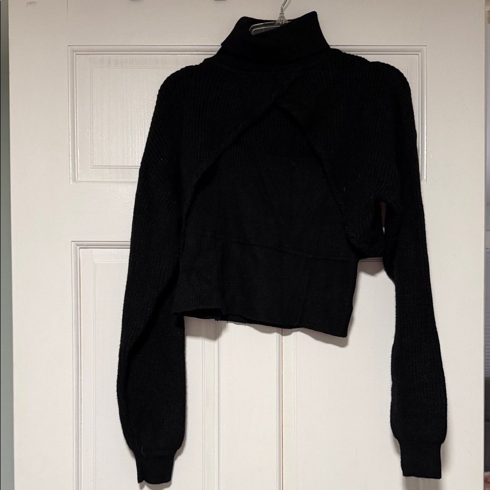 Astr Black Ribbed Knit Sweater